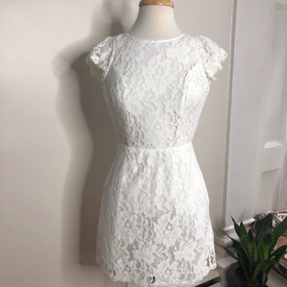 Guess Los Angeles cream lace backless mini dress